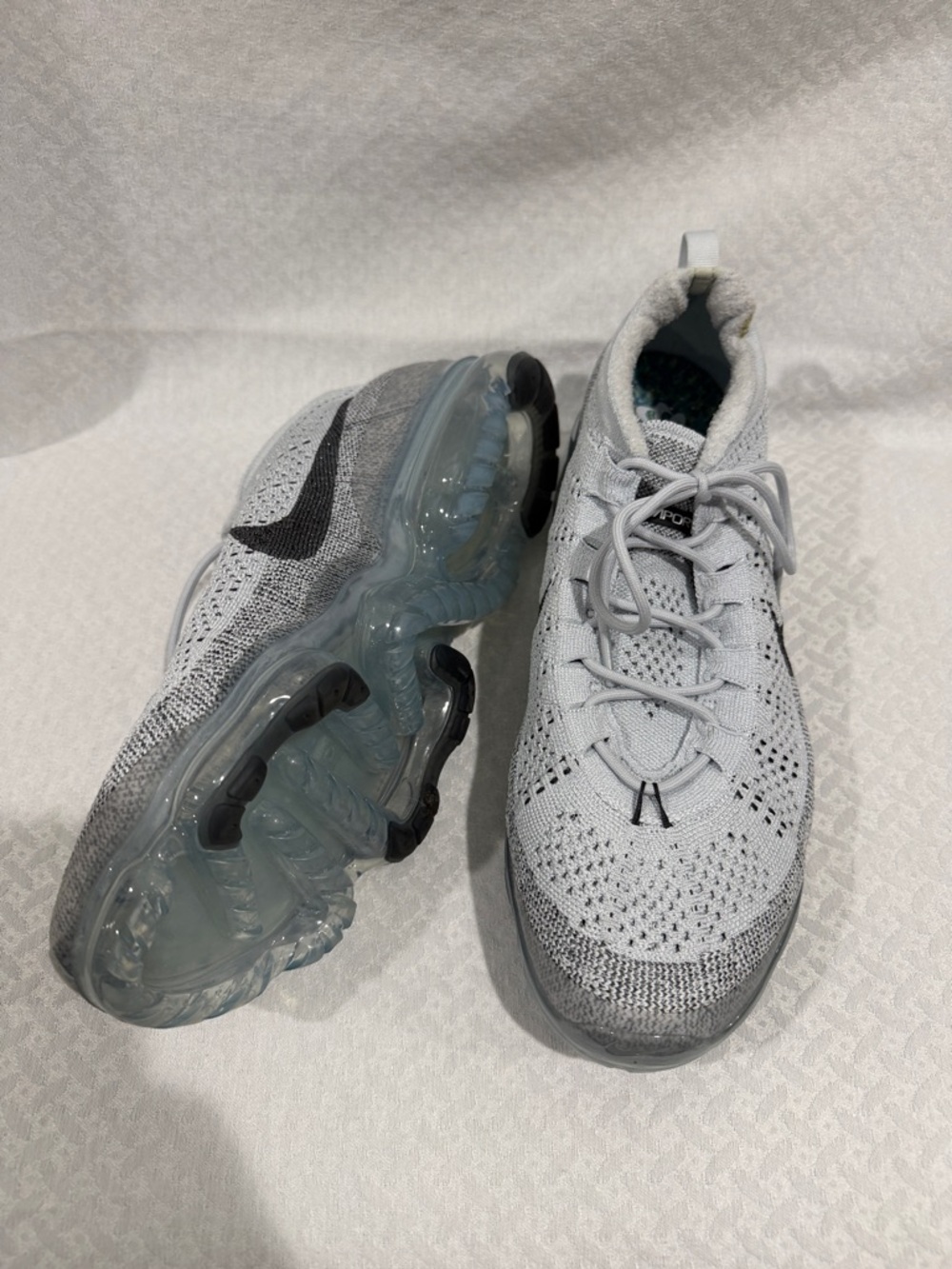 Nike VaporMax Flyknit White and Black Athletic Sneakers
